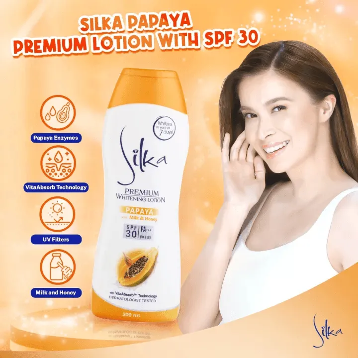 Silka Whitening Lotion Papaya With Milk & honey SPF30 - 200ml