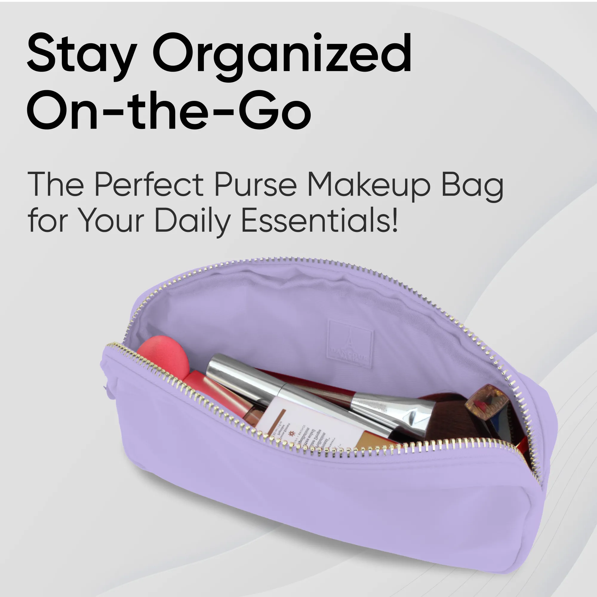 Small Makeup Bag For Purse - Purple Cosmetics Bag For Women - Travel Toiletry Bag