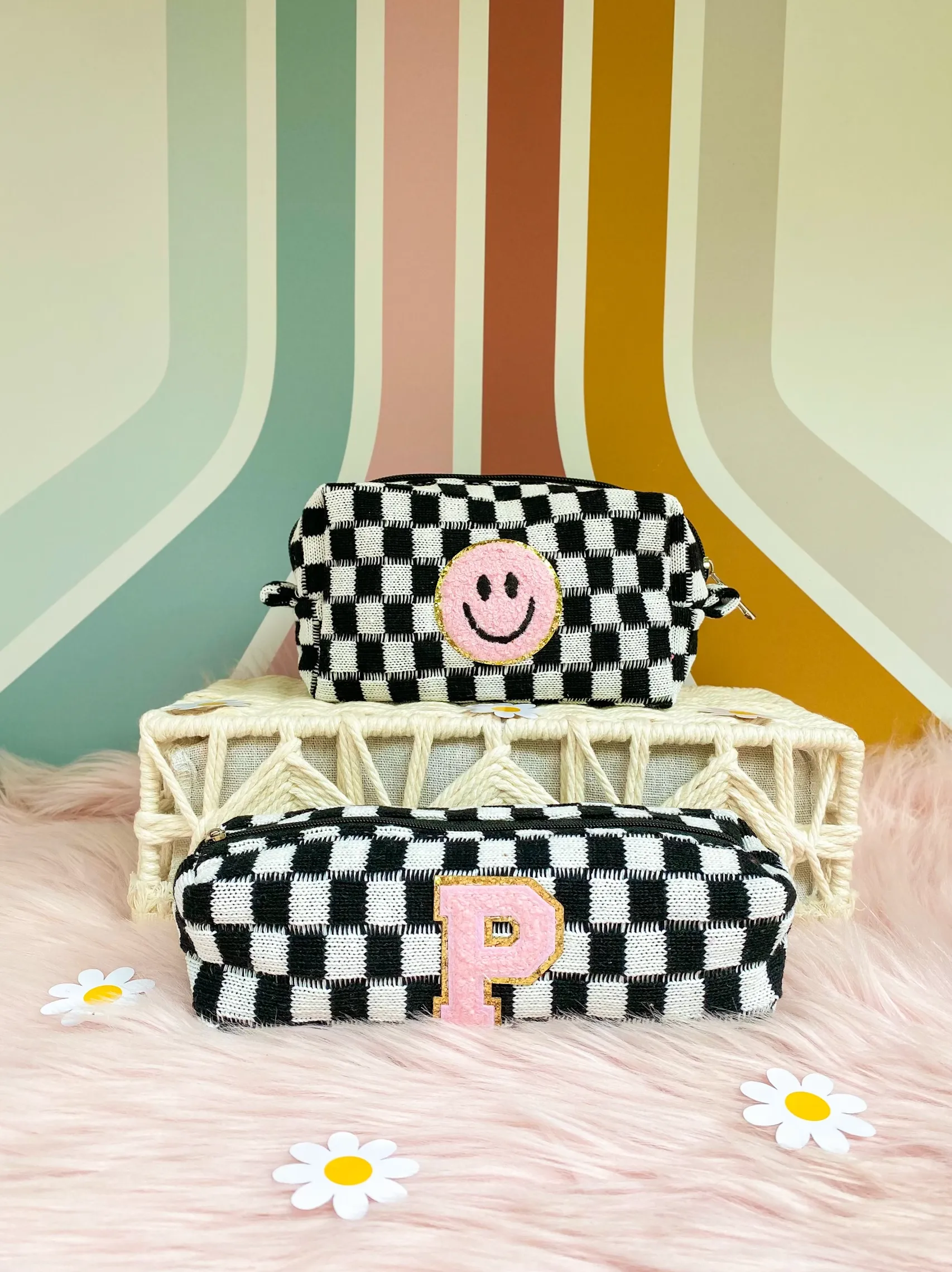 Smiley Face Makeup Bag Set
