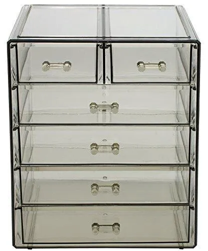 Sorbus Cosmetics Makeup and Jewelry Big Storage Display-Stylish Vanity, Bathroom Case, 4 Large, 2 Small Drawers, Clear