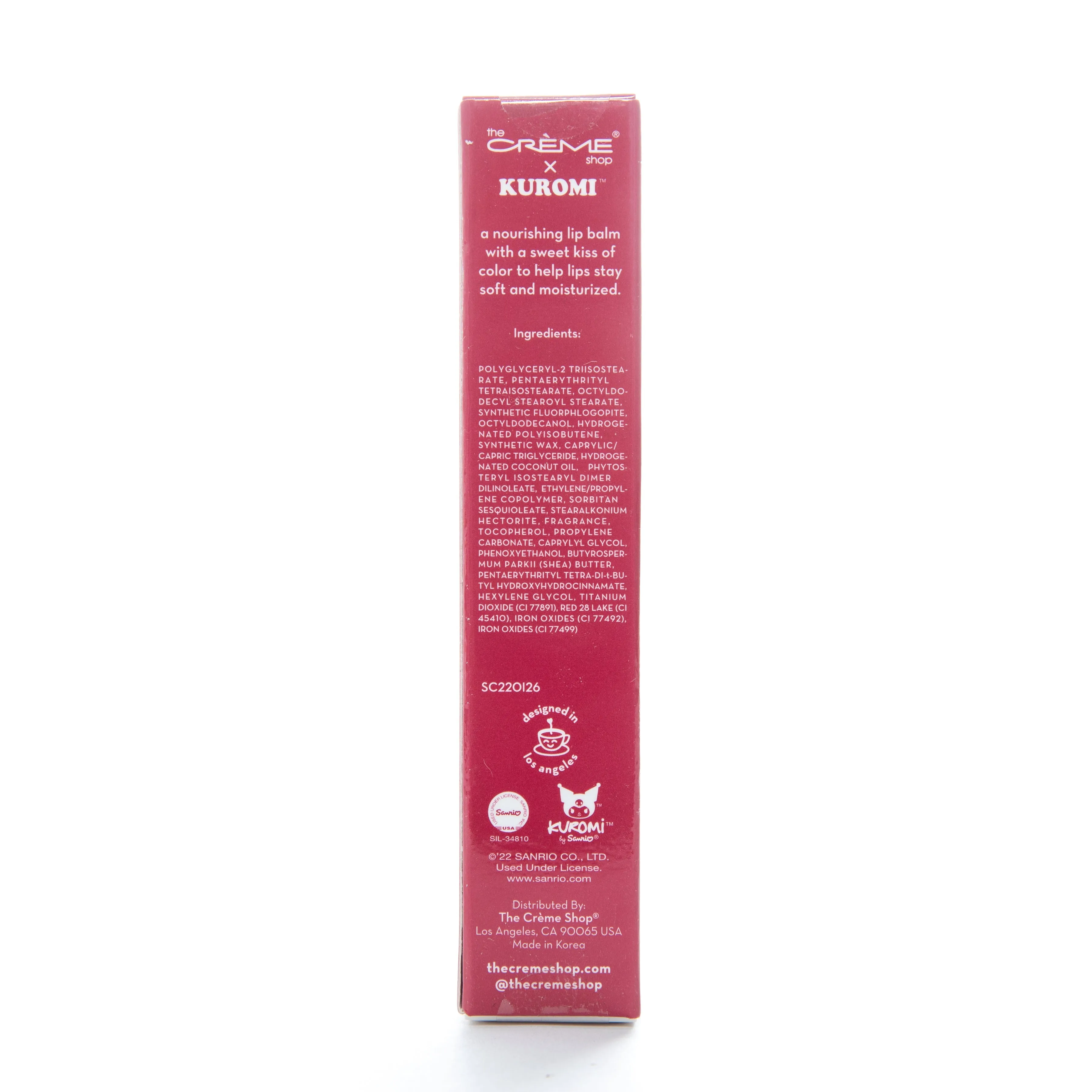 The Creme Shop Kuromi Hello Lippy Tinted Moisturizing Lip Balm Rose Flavored
