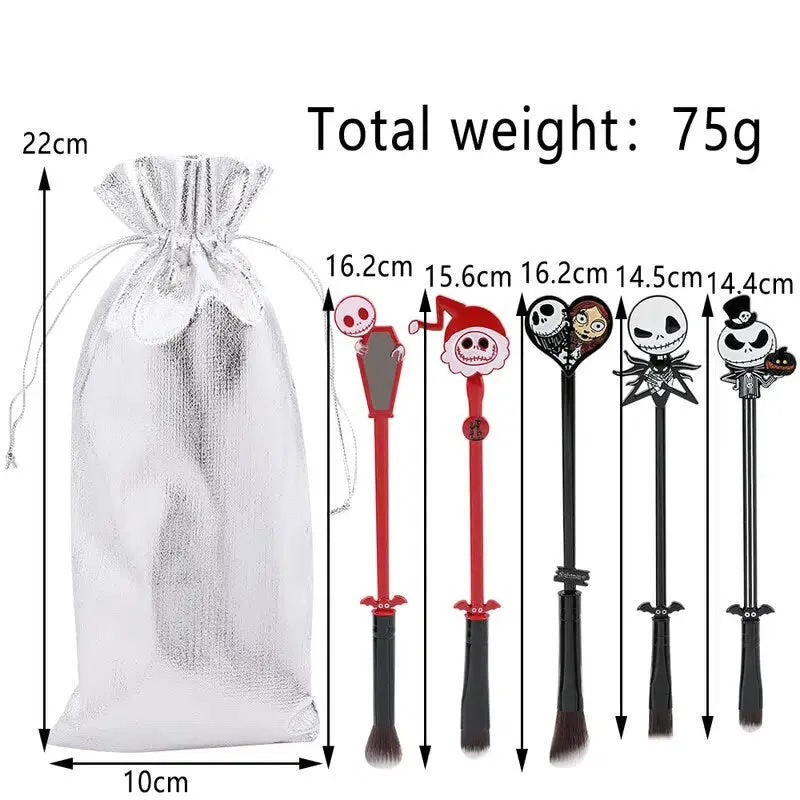 The Nightmare Before Christmas Makeup Brushes 5pcs Christmas Makeup Brush Set