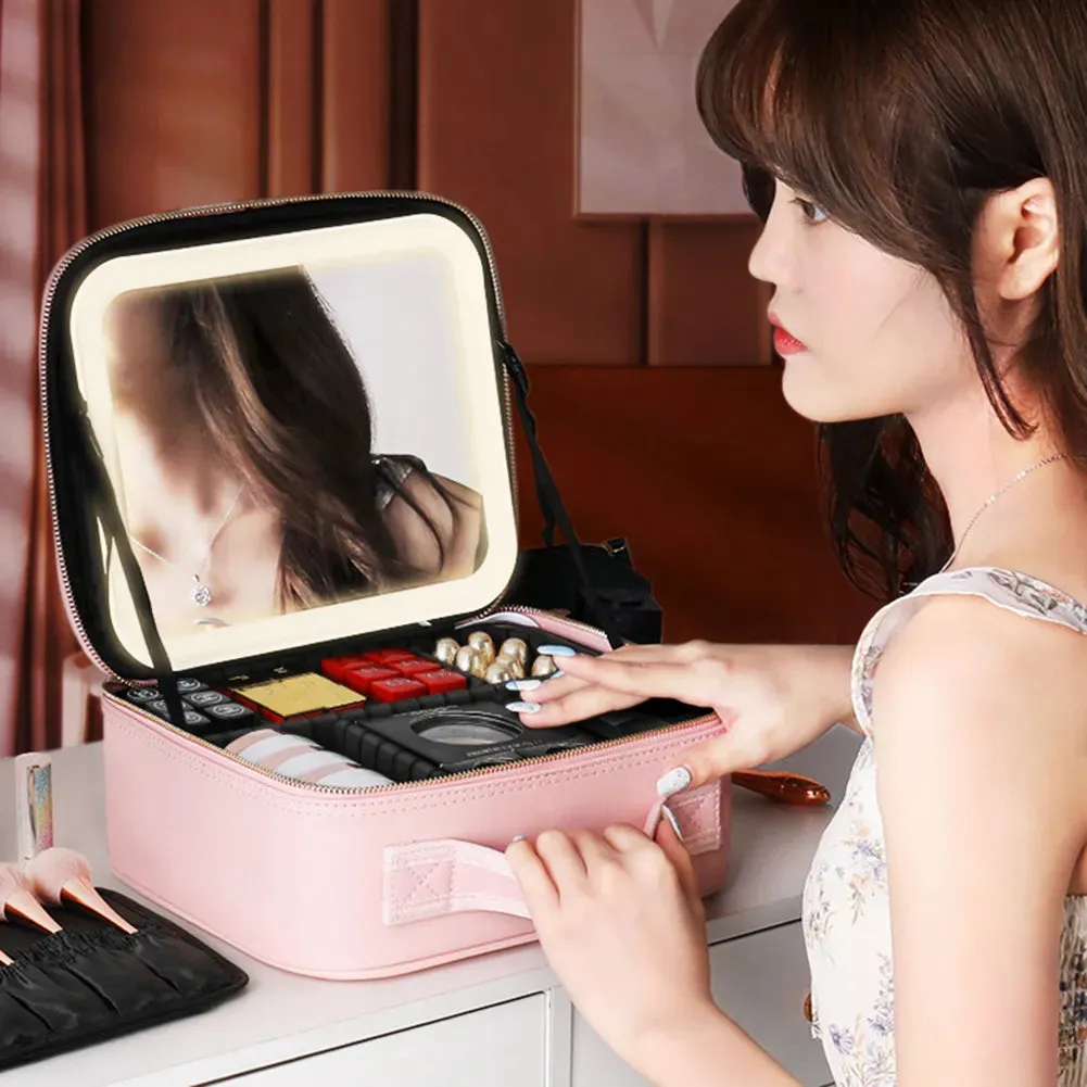Travel Makeup Bag Smart LED Cosmetic Case