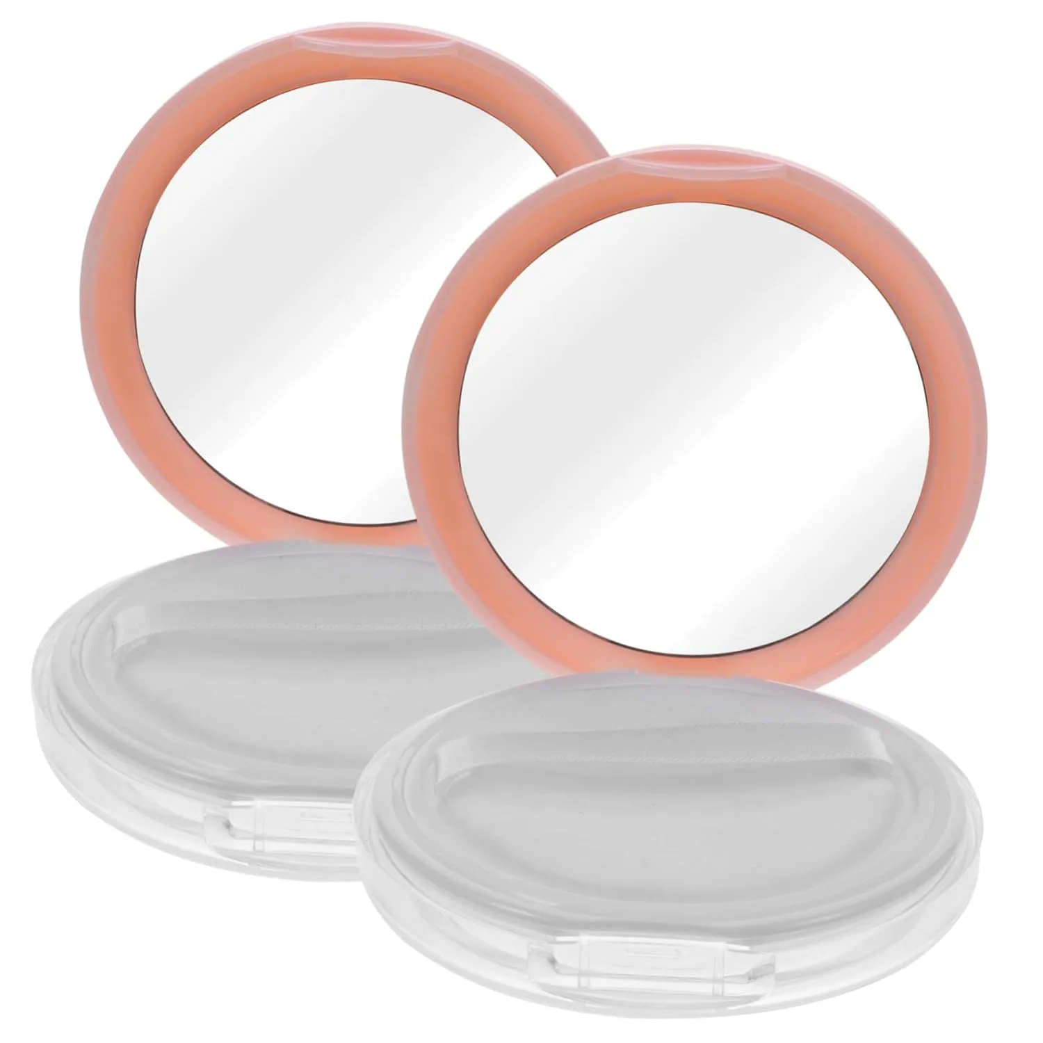 Travel Size Powder Container Fluffy Puff Mirror 2pcs Loose Powder Case