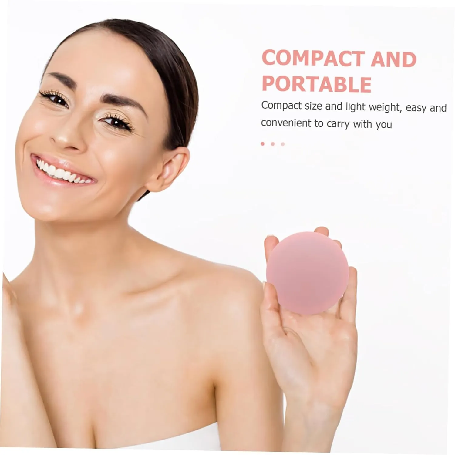 Travel Size Powder Container Fluffy Puff Mirror 2pcs Loose Powder Case
