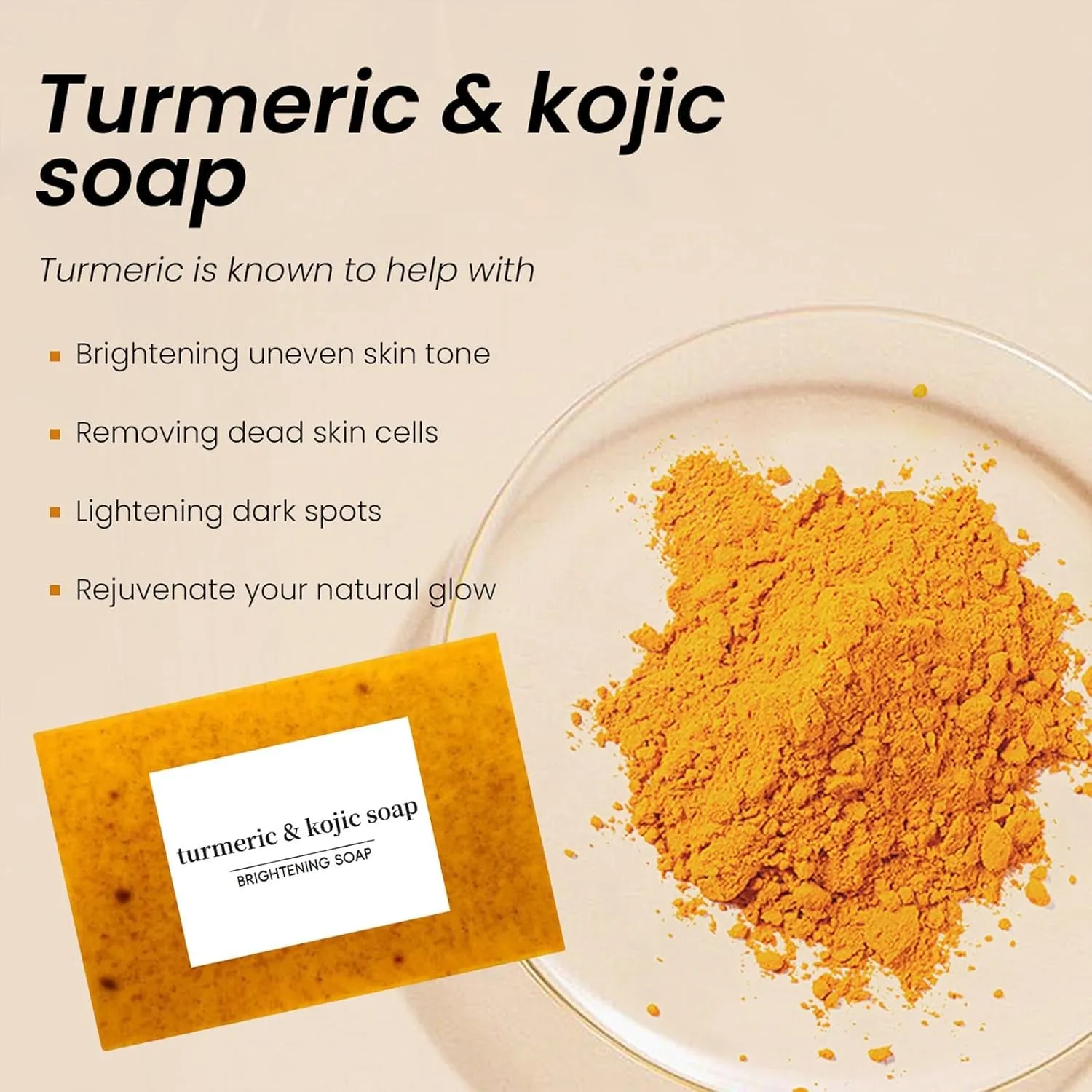 Turmeric Soap Bar - Lemon Turmeric 𝐊𝐨𝐣𝐢𝐜 𝐀𝐜𝐢𝐝 Soap, Natural Organic Turmeric Face & Bath Soap Bar for Face & Body, Deep Cleansing & Smoothing Skin (KLA-2PCS)