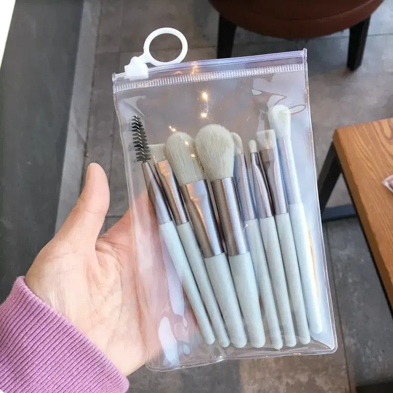 Unicorn Mini Travel Makeup 8 Pc Brush Set