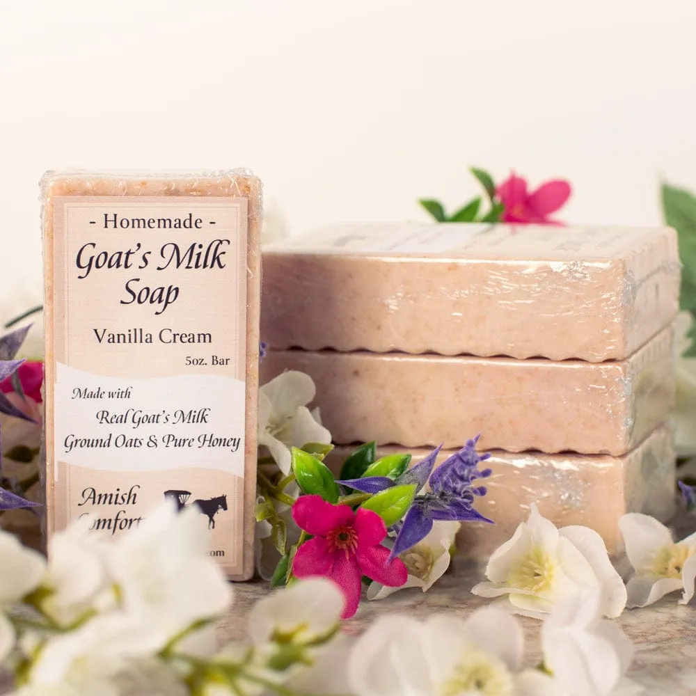 Vanilla Cream Natural Amish Goat Milk Soap | With Oats & Honey