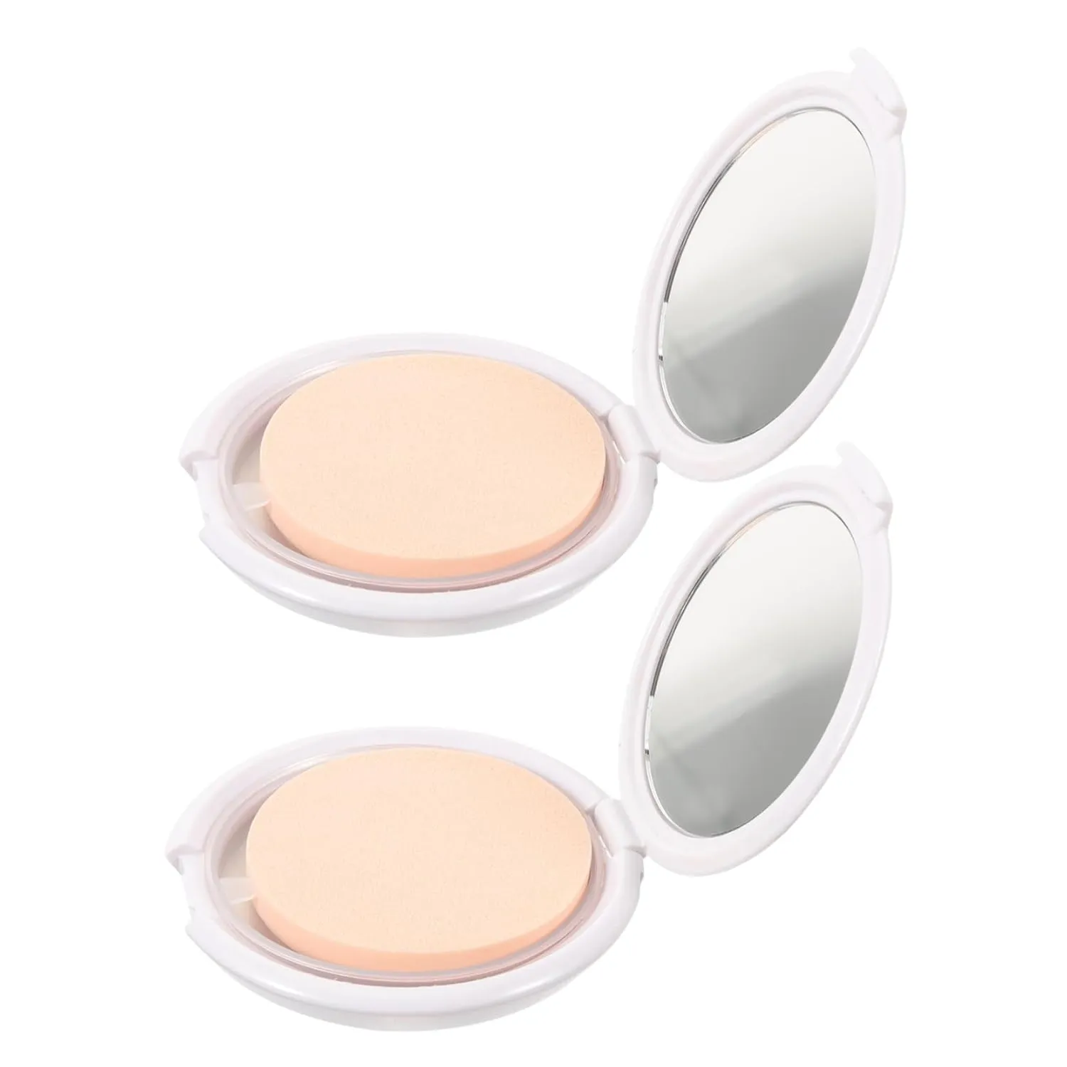VICASKY 2pcs Portable Round Cosmetic Cream Case with Powder Puff Ultra-thin Empty Cushion Foundation Holder for Makeup Application and Travel
