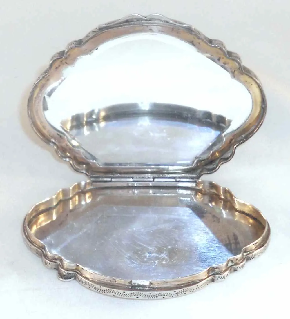 Vintage 800 Silver Powder Compact Intact Mirror Enameled Rococo Courting Scene