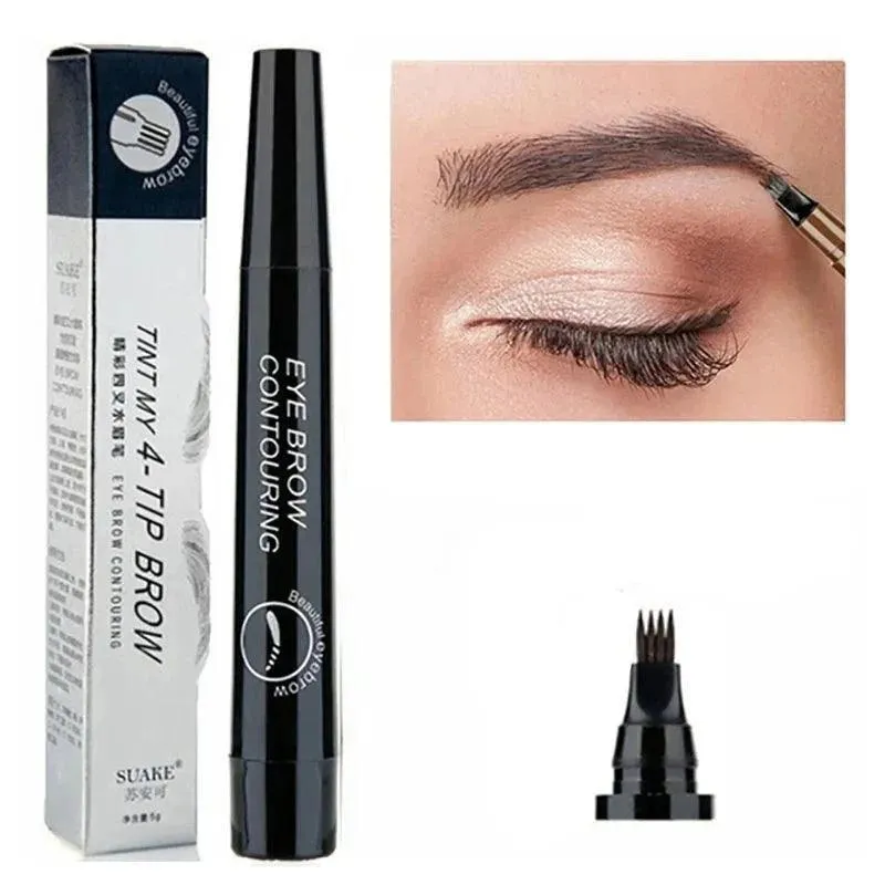 Waterproof Eyebrow Pen, 4-Point Tip, Long-Lasting, Smudge-Proof, Easy to Use, 5 Shades, Portable, Perfect for Natural-Looking Brows
