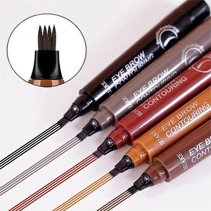 Waterproof Eyebrow Pen, 4-Point Tip, Long-Lasting, Smudge-Proof, Easy to Use, 5 Shades, Portable, Perfect for Natural-Looking Brows