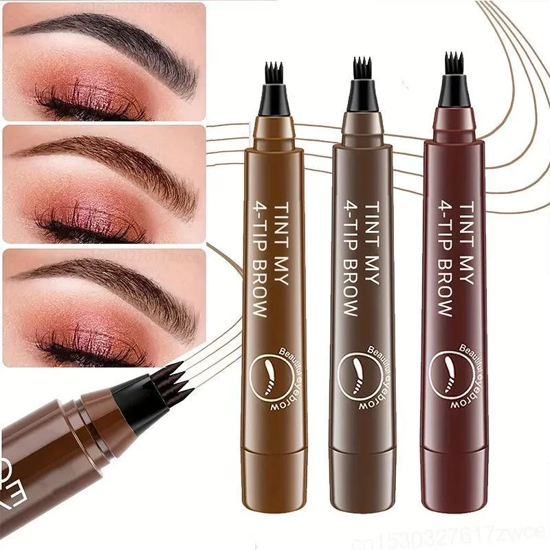 Waterproof Eyebrow Pen, 4-Point Tip, Long-Lasting, Smudge-Proof, Easy to Use, 5 Shades, Portable, Perfect for Natural-Looking Brows