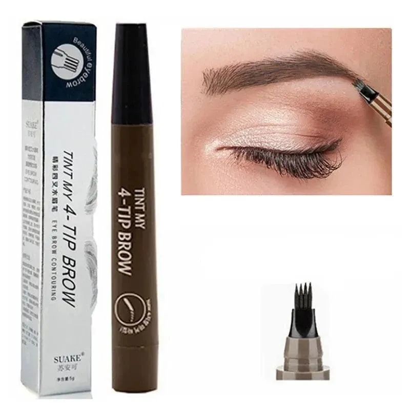 Waterproof Eyebrow Pen, 4-Point Tip, Long-Lasting, Smudge-Proof, Easy to Use, 5 Shades, Portable, Perfect for Natural-Looking Brows