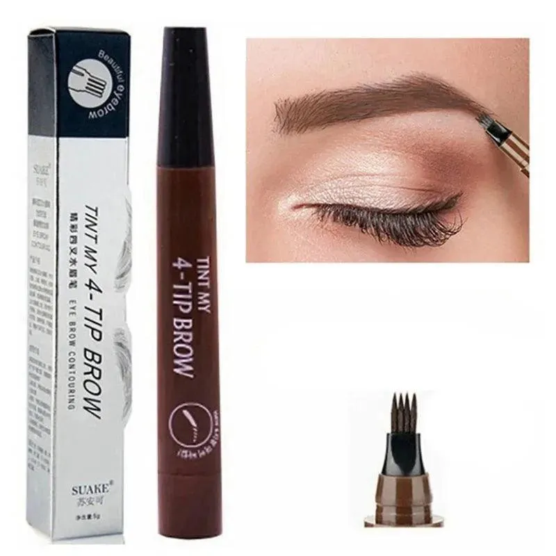 Waterproof Eyebrow Pen, 4-Point Tip, Long-Lasting, Smudge-Proof, Easy to Use, 5 Shades, Portable, Perfect for Natural-Looking Brows