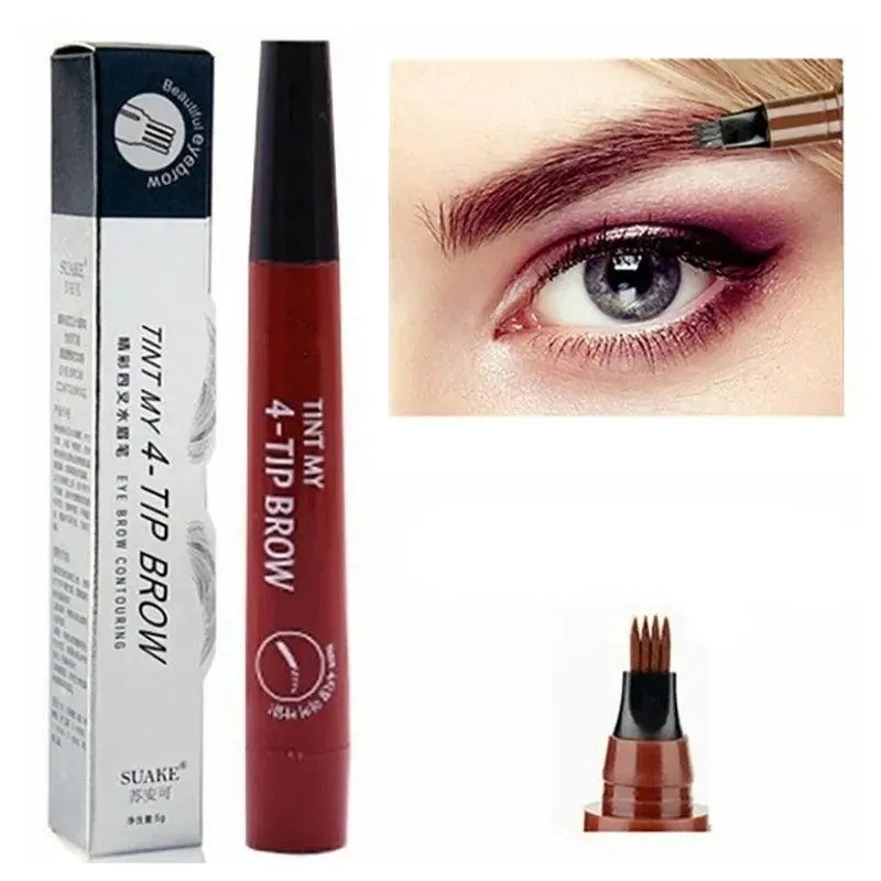 Waterproof Eyebrow Pen, 4-Point Tip, Long-Lasting, Smudge-Proof, Easy to Use, 5 Shades, Portable, Perfect for Natural-Looking Brows
