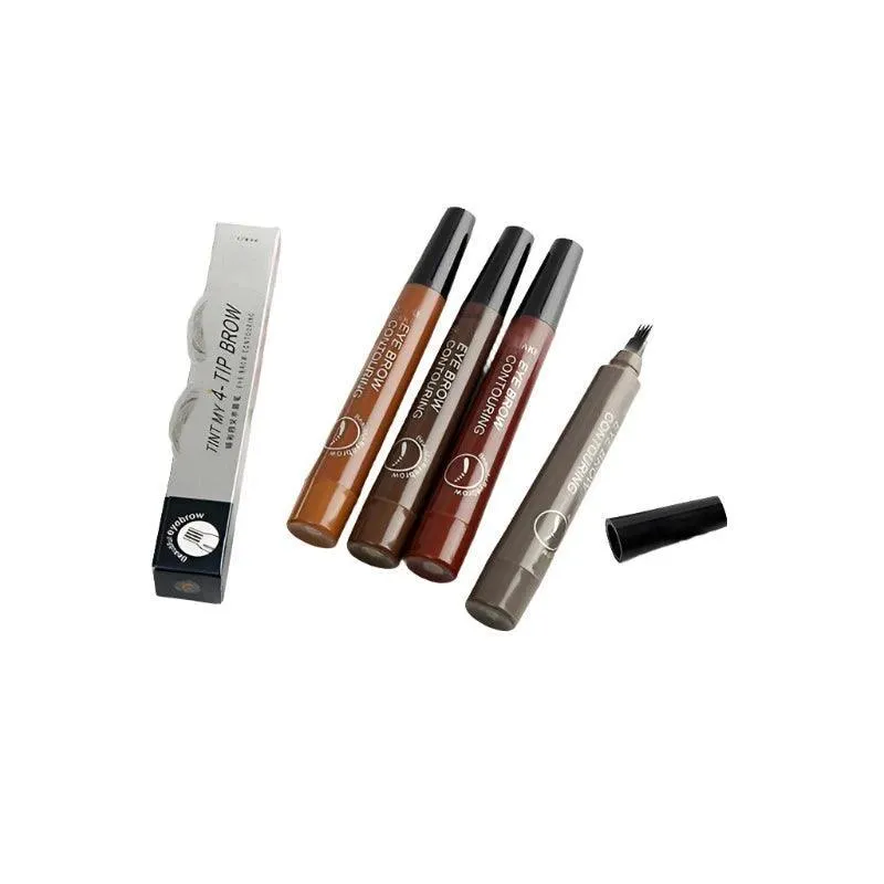 Waterproof Eyebrow Pen, 4-Point Tip, Long-Lasting, Smudge-Proof, Easy to Use, 5 Shades, Portable, Perfect for Natural-Looking Brows