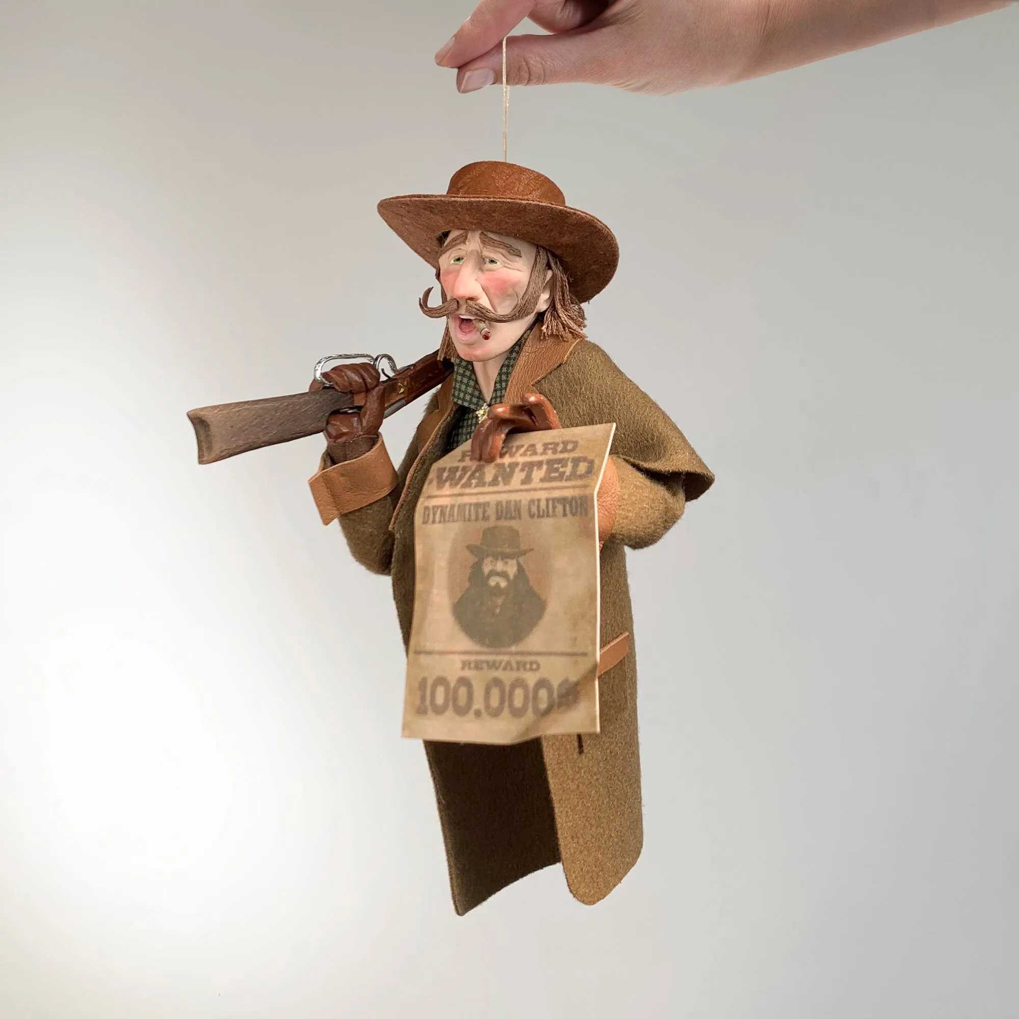 Western art Christmas Tree Hanging Ornament - Old West Sheriff - Limited Edition Handmade - Sculptor Ken Fedoruk