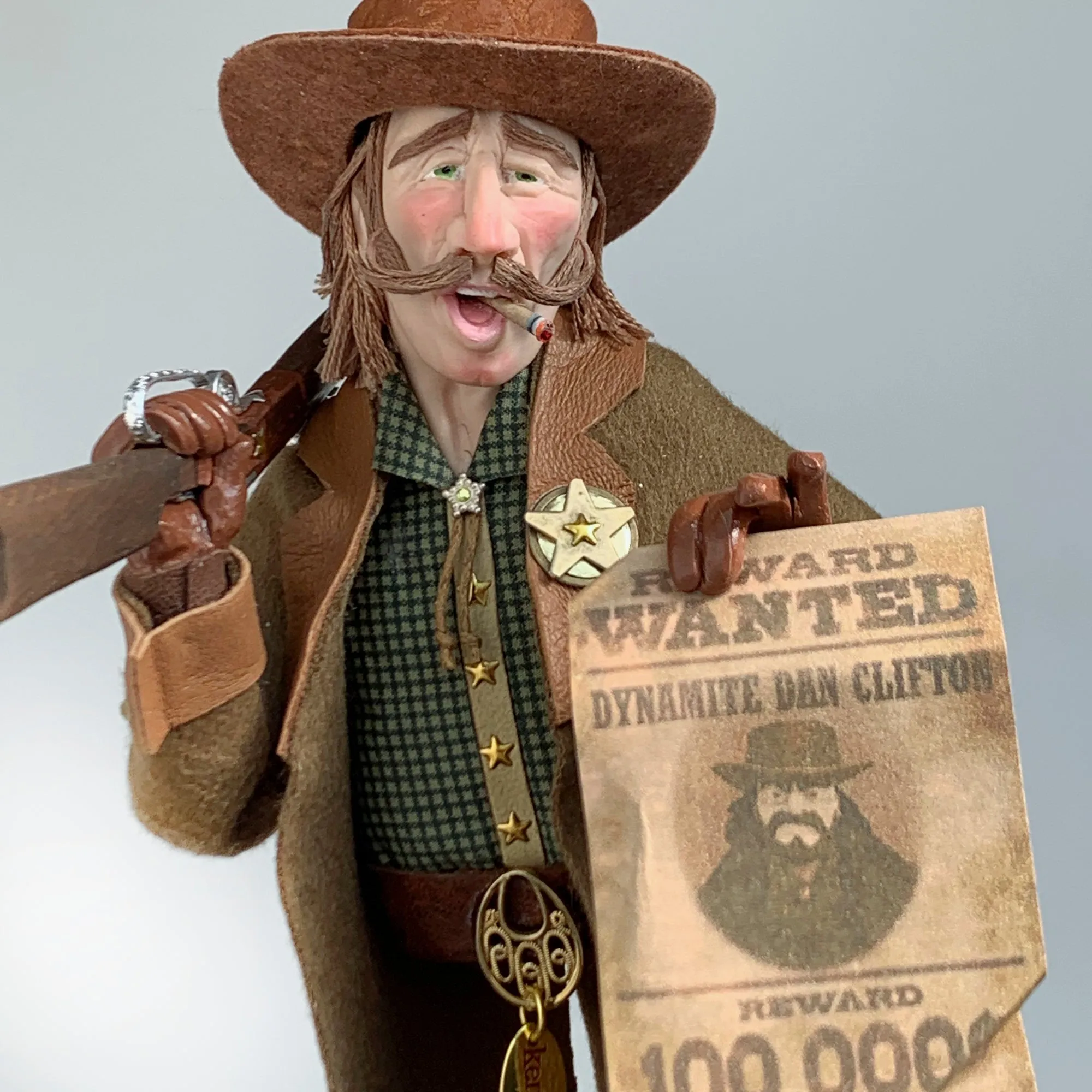 Western art Christmas Tree Hanging Ornament - Old West Sheriff - Limited Edition Handmade - Sculptor Ken Fedoruk
