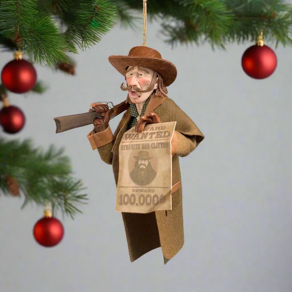 Western art Christmas Tree Hanging Ornament - Old West Sheriff - Limited Edition Handmade - Sculptor Ken Fedoruk