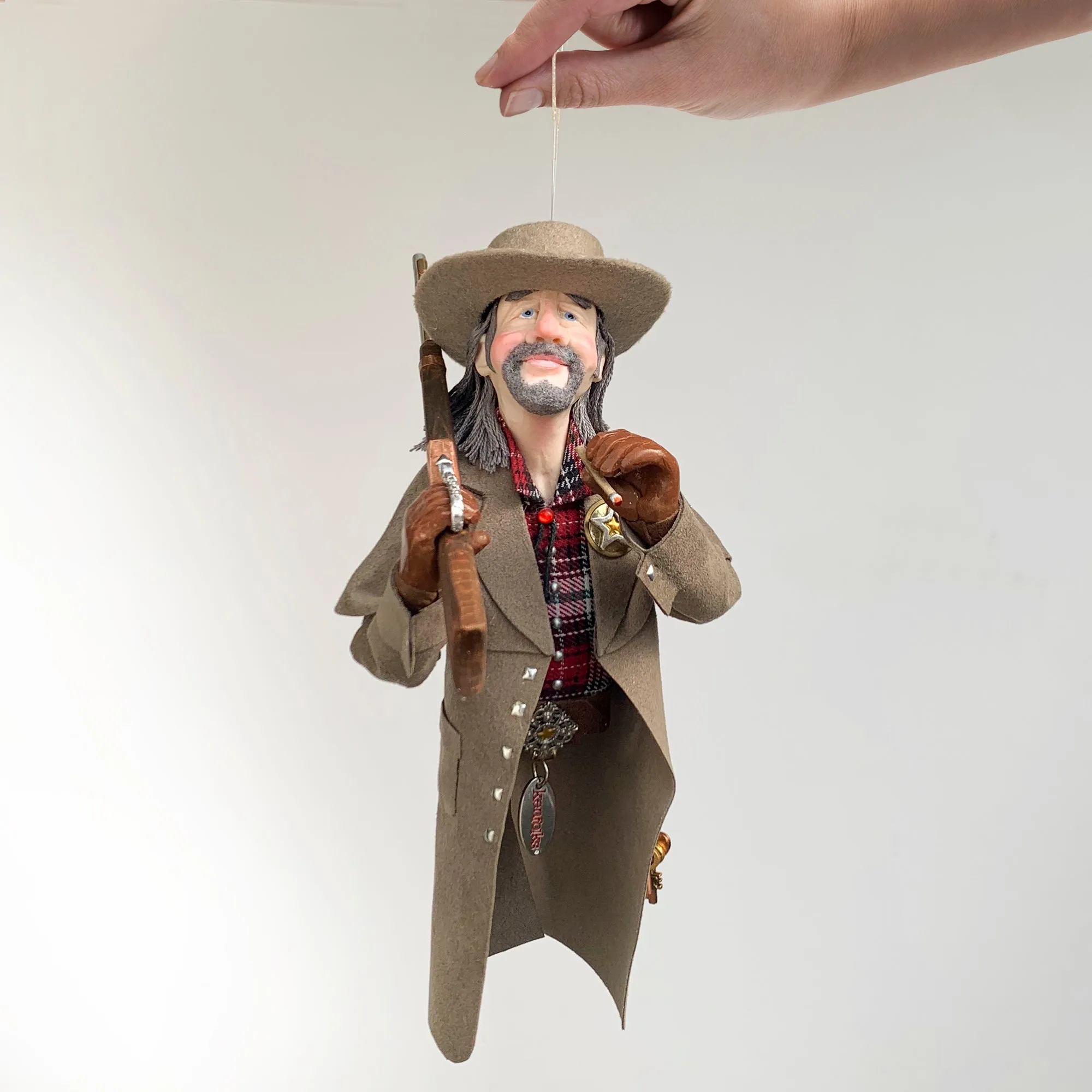 Western Christmas Tree Hanging Ornament - American Old West Sheriff - Limited Edition Handmade - Sculptor Ken Fedoruk