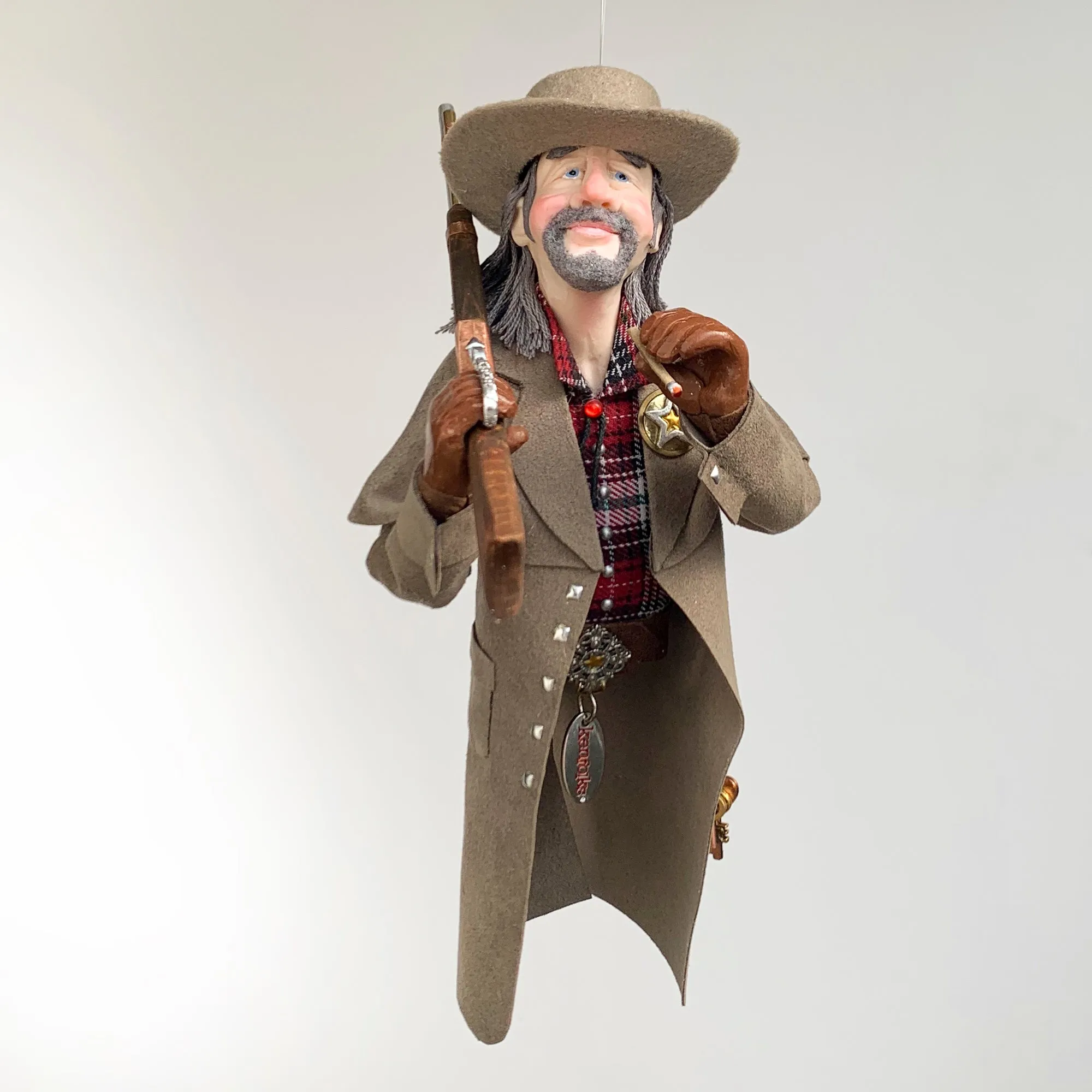 Western Christmas Tree Hanging Ornament - American Old West Sheriff - Limited Edition Handmade - Sculptor Ken Fedoruk