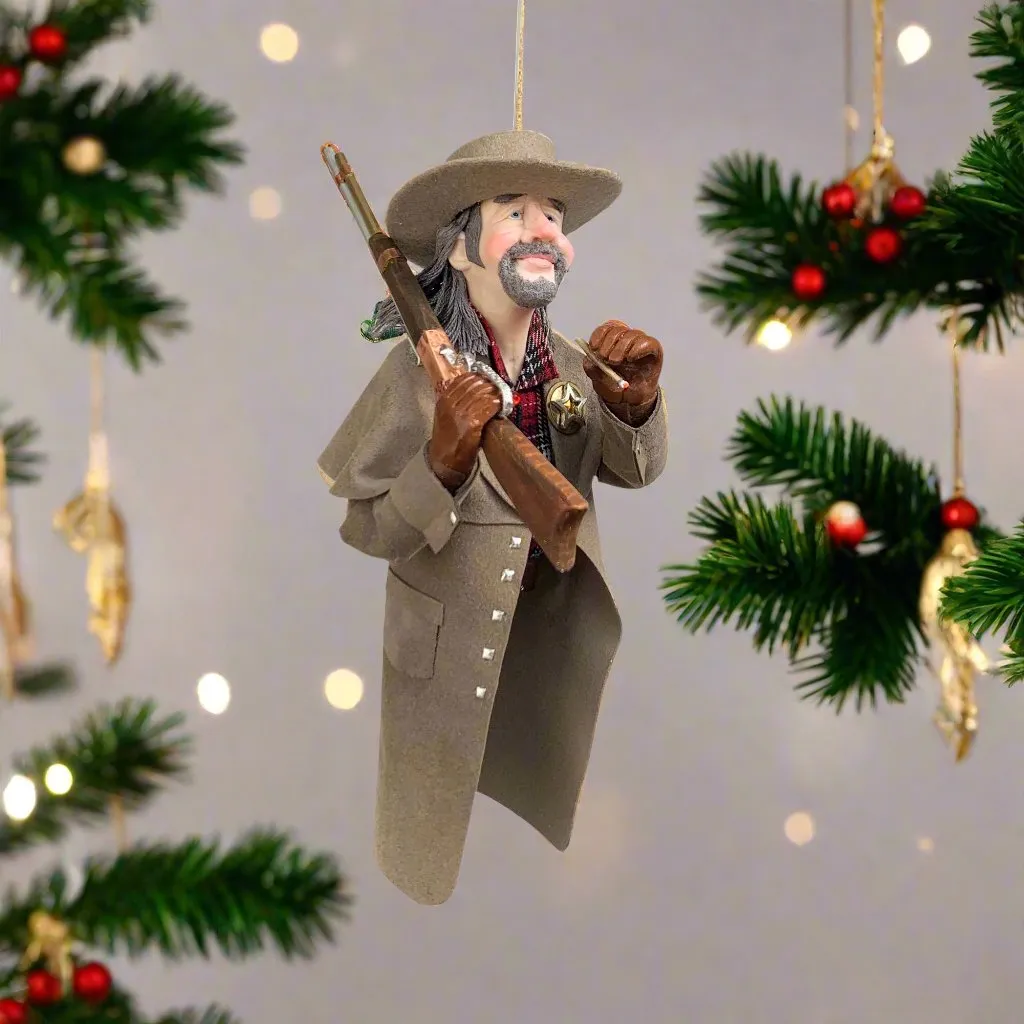 Western Christmas Tree Hanging Ornament - American Old West Sheriff - Limited Edition Handmade - Sculptor Ken Fedoruk