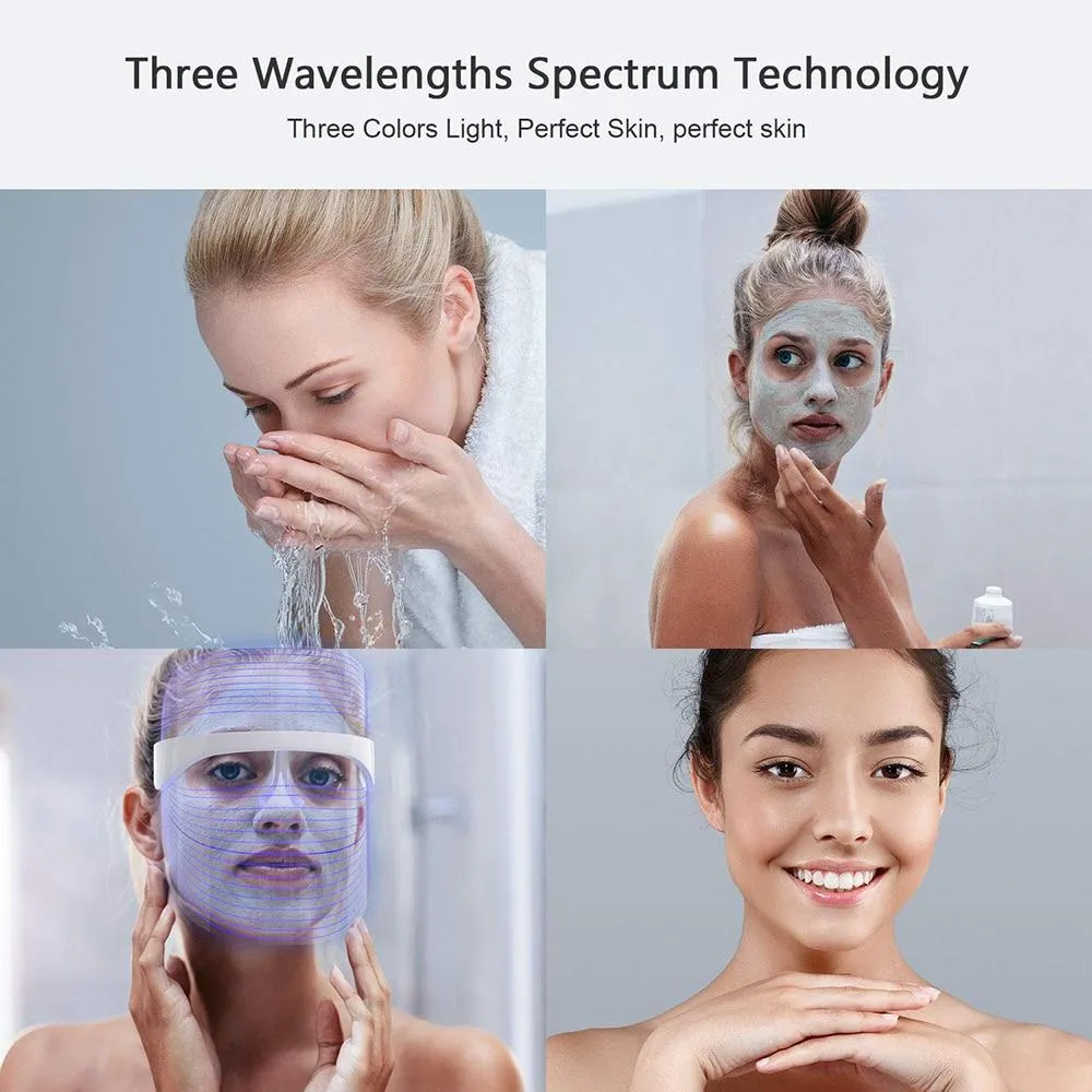 Wireless 3 in 1 Facial Photon Therapy Anti Aging Acne And Wrinkle Removal Mask With Three Conversion LED Lights