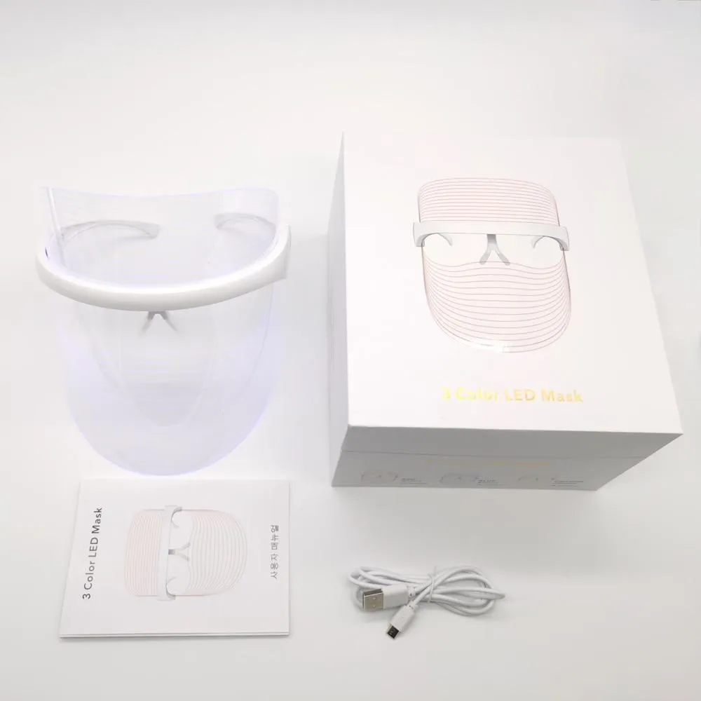 Wireless 3 in 1 Facial Photon Therapy Anti Aging Acne And Wrinkle Removal Mask With Three Conversion LED Lights