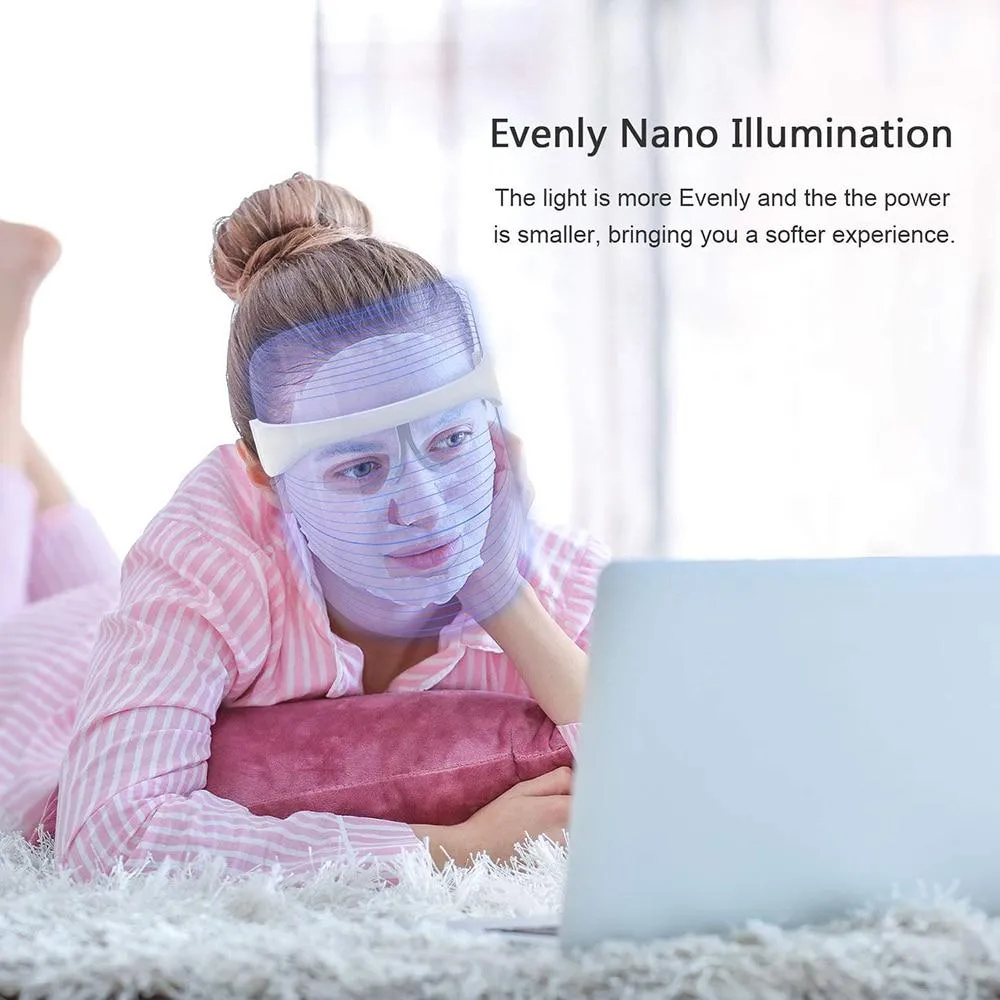 Wireless 3 in 1 Facial Photon Therapy Anti Aging Acne And Wrinkle Removal Mask With Three Conversion LED Lights