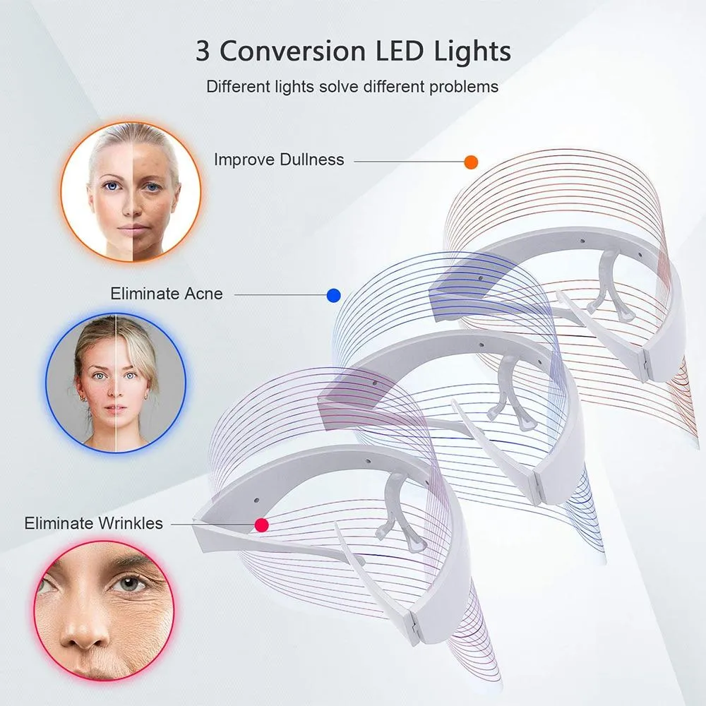 Wireless 3 in 1 Facial Photon Therapy Anti Aging Acne And Wrinkle Removal Mask With Three Conversion LED Lights