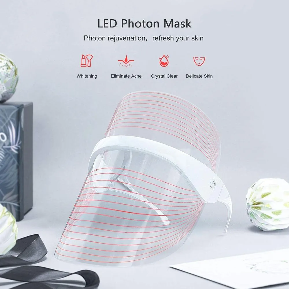 Wireless 3 in 1 Facial Photon Therapy Anti Aging Acne And Wrinkle Removal Mask With Three Conversion LED Lights