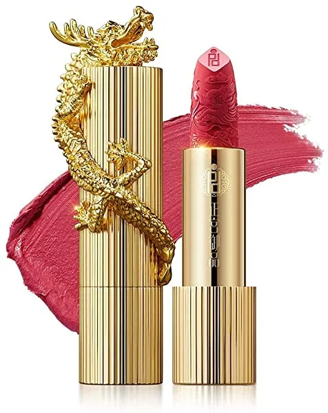 ZEESEA[Palace Identity] Dragon Lipstick, Matte Finish Lipstick, Moisturizing Creamy Formula, High Pigmented Lipgloss With Luxurious Golden Dragon lipstick case For Woman( M05 ROSE PEDAL)