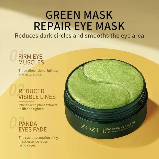 ZOZU Avocado Crystal Bouncing Eye Mask 60pcs Moisturizing and Dark Circles Improvement Eye Mask Patch Eye Care